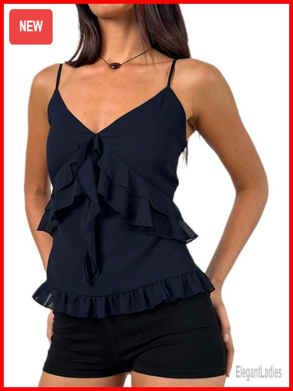 Y2k Ruffle Cami Top Tie Front Sleeveless V Neck Ruched Flowy Peplum Babydoll